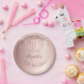 10th誕生日赤面バラ金ゴールドグリッタードライブ名 ペーパープレート (パーティー)