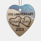 10th、任意の記念日の2ハートの砂のオーナメント セラミックオーナメント (左)