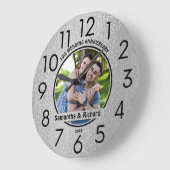 10th 結婚s Tin Anniversary Couple Name写真 ラージ壁時計 (傾斜)