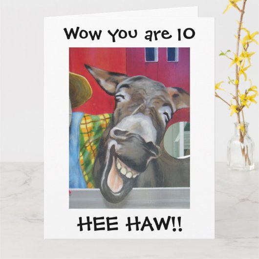 「10th」誕生日の「FRING DONKEY GREETING」  カード (黄色い花)