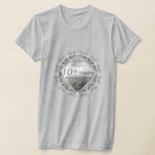 10th,11,20,25th,70th結婚周年記念Tシャツ Tシャツ (レイダウン)
