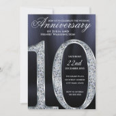 10th Anniversary Diamond Silver Dark Blue Years 招待状 (正面)