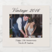 10th Anniversary Gift Personalized Wedding Photo スパークリングワインラベル (シングルラベル)