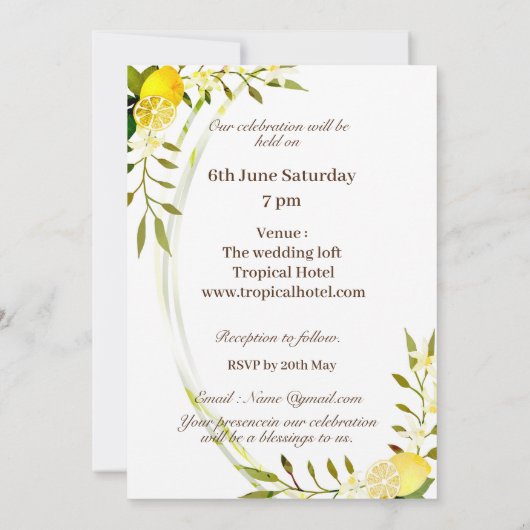 10th Anniversary Lemon Squeeze Wedding Invitation 招待状 (裏面)