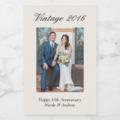 10th Anniversary Party Favor Custom Wedding Photo ワインラベル (シングルラベル)