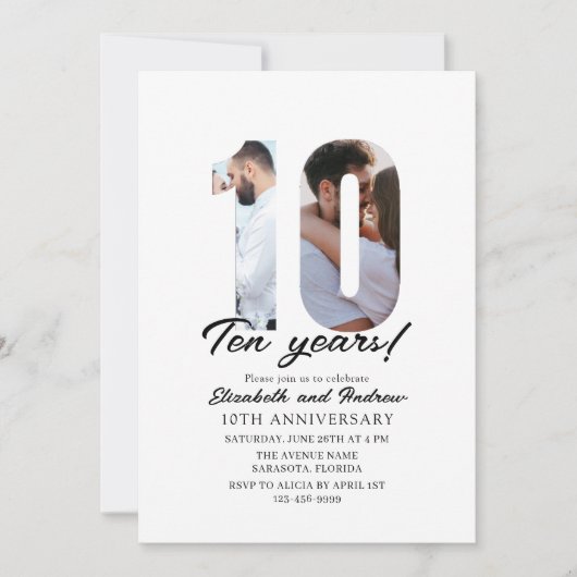 10th Anniversary with Photo Minimalist 招待状 (正面)