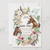 10th Annual Derby Party Invitation with Floral and 招待状 (正面)
