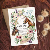 10th Annual Derby Party Invitation with Floral and 招待状