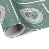 10th/AnyWedding Anniversary Silvery Gray Medallion ラッピングペーパー (ロールコーナー)