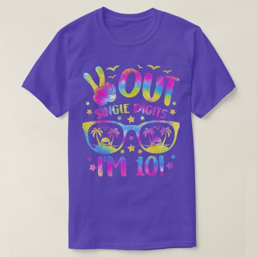 10th Bday Peace Out Single Digits Im 10 Tie Dye  Tシャツ (デザイン正面)