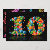 10th Birthdayパーティー、泡とボール 招待状 (正面/裏面)