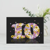 10th Birthdayパーティー、花の文字 招待状 (スタンド正面)