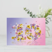 10th Birthdayパーティー、花の文字 招待状 (スタンド正面)