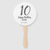10th birthday add name date year black テンプレートgo ハンドファン (正面)