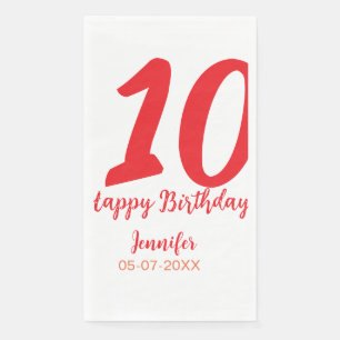 10th birthday add name date year redテンプレート