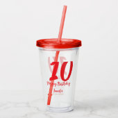 10th birthday add name date year redテンプレート アクリルタンブラー (裏面)
