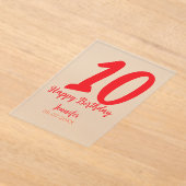 10th birthday add name date year redテンプレート アクリル招待状 (レイダウン)
