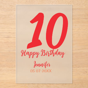 10th birthday add name date year redテンプレート アクリル招待状