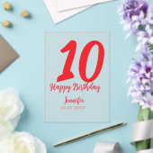 10th birthday add name date year redテンプレート アクリル招待状 (インサイチュ (ウェディング))
