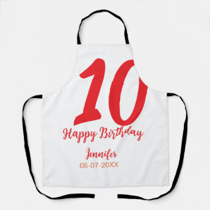 10th birthday add name date year redテンプレート エプロン
