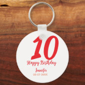 10th birthday add name date year redテンプレート キーホルダー (裏面)