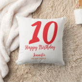 10th birthday add name date year redテンプレート クッション (ブランケット)