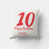 10th birthday add name date year redテンプレート クッション (裏面)