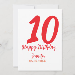 10th birthday add name date year redテンプレート シーズンカード