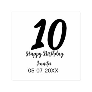 10th birthday add name date year redテンプレート セルフインキングスタンプ