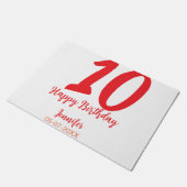 10th birthday add name date year redテンプレート ドアマット (アングル)
