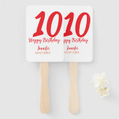 10th birthday add name date year redテンプレート ハンドファン (正面&裏面)