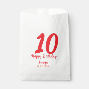 10th birthday add name date year redテンプレート フェイバーバッグ