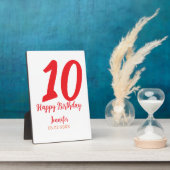10th birthday add name date year redテンプレート フォトプラーク (側面)