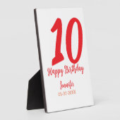 10th birthday add name date year redテンプレート フォトプラーク (側面)
