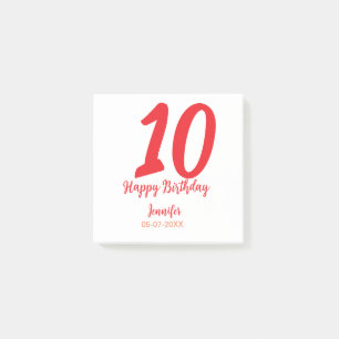 10th birthday add name date year redテンプレート ポストイット