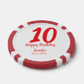 10th birthday add name date year redテンプレート ポーカーチップ (シングル)