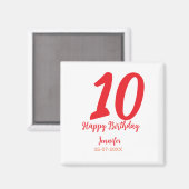 10th birthday add name date year redテンプレート マグネット (正面/裏面)