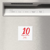 10th birthday add name date year redテンプレート マグネット (インサイチュ (食洗機))