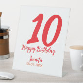 10th birthday add name date year redテンプレート 台座サイン (インサイチュ)