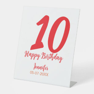 10th birthday add name date year redテンプレート 台座サイン