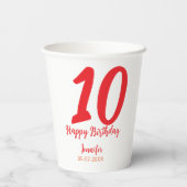 10th birthday add name date year redテンプレート 紙コップ (裏面)