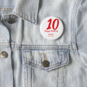 10th birthday add name date year redテンプレート 缶バッジ (インサイチュ)