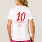 10th birthday add name date year redテンプレート tシャツ (裏面)