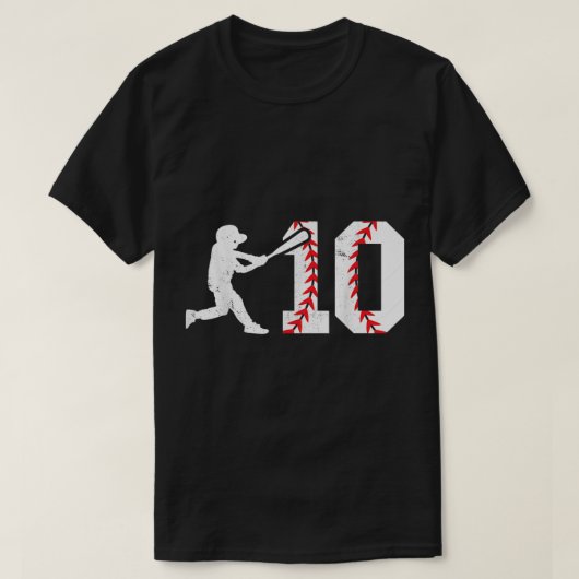 10th Birthday Baseball Big Number Ten 10 Year Old  Tシャツ (デザイン正面)