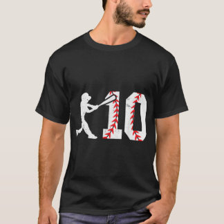 10th Birthday Baseball Big Number Ten 10 Year Old  Tシャツ