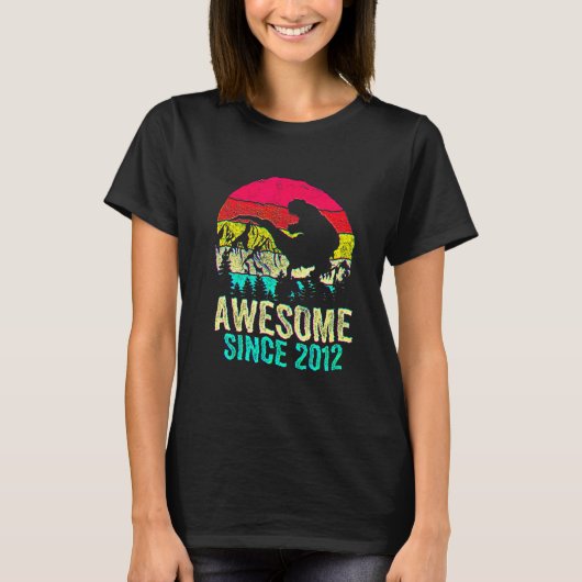 10th Birthday Boy Awesome Since 2012 Dinosaur Rex Tシャツ (正面)