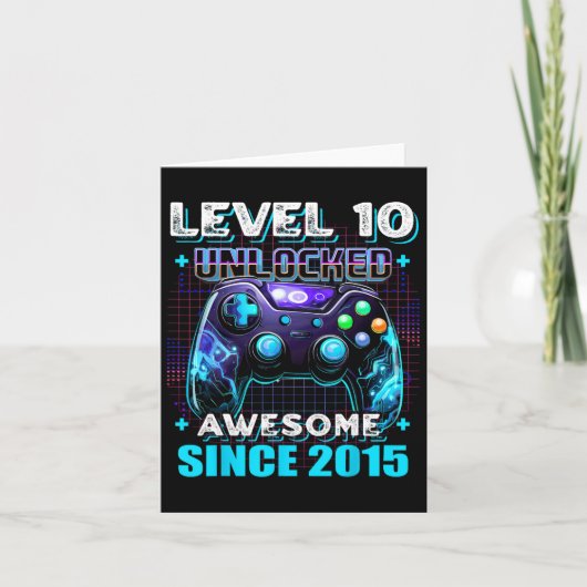 10th Birthday Boy Level 10 Gamer 10 Year Video Gam カード (正面)