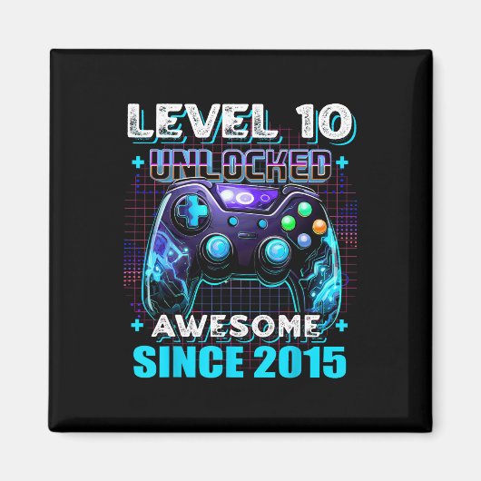 10th Birthday Boy Level 10 Gamer 10 Year Video Gam マグネット (正面)
