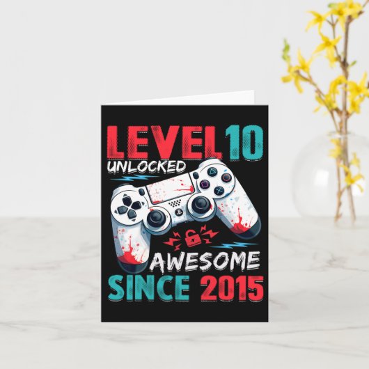 10th Birthday Boy Level 10 Unlocked Awesome Since  カード (黄色い花)