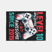 10th Birthday Boy Level 10 Unlocked Awesome Since  フリースブランケット (正面(横))